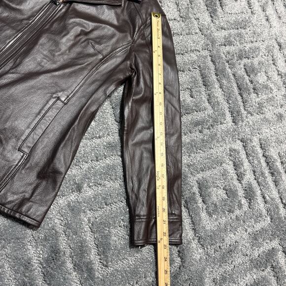 Denim & Co D&CO Leather Ladies Brown Motorcycle Jacket, Size M, Style A201535 - Picture 12 of 15